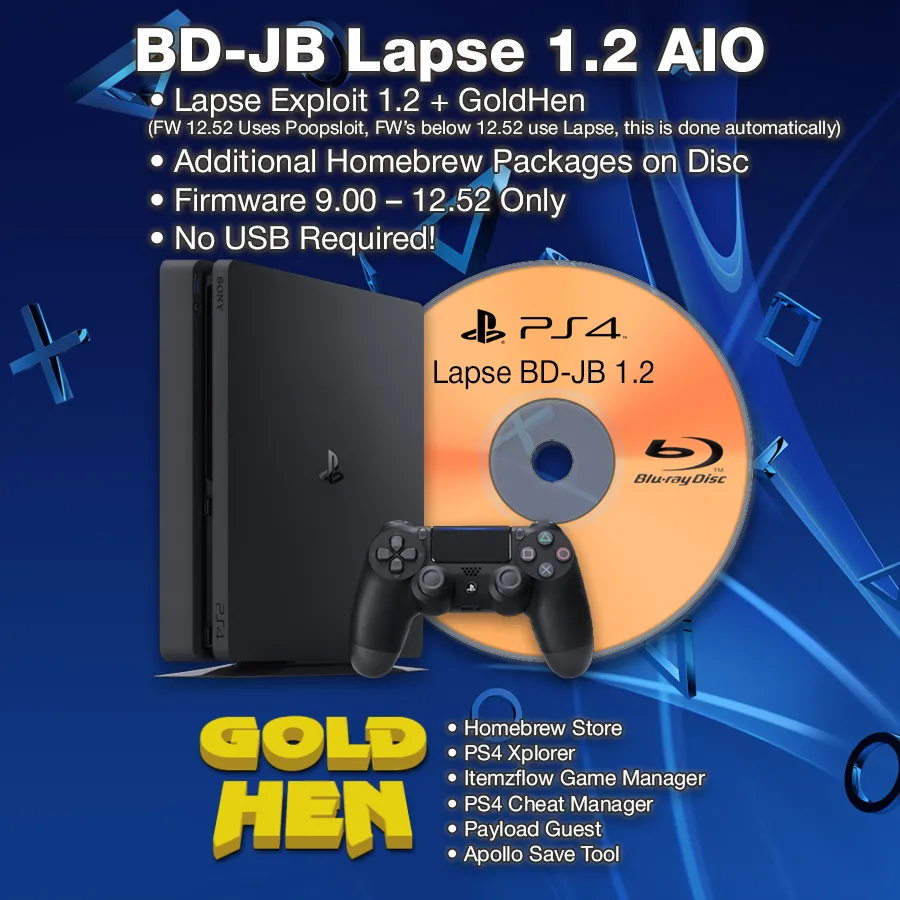 BD-JB Lapse 1.2.1 AIO PS4 – Firmware 9.00-12.02 Sans USB GH V2.4b18.6 – Neuf Sous Blister