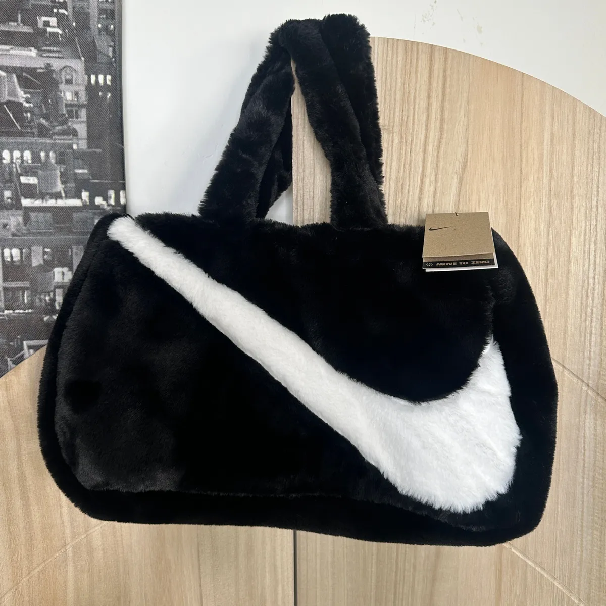 nike velvet tote bag in black