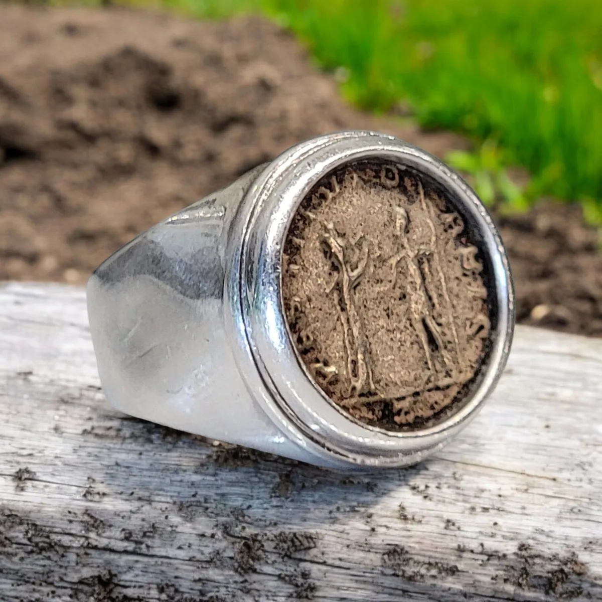 VTG Silpada R1630 Sterling Silver Replica Brass Roman Coin Ring