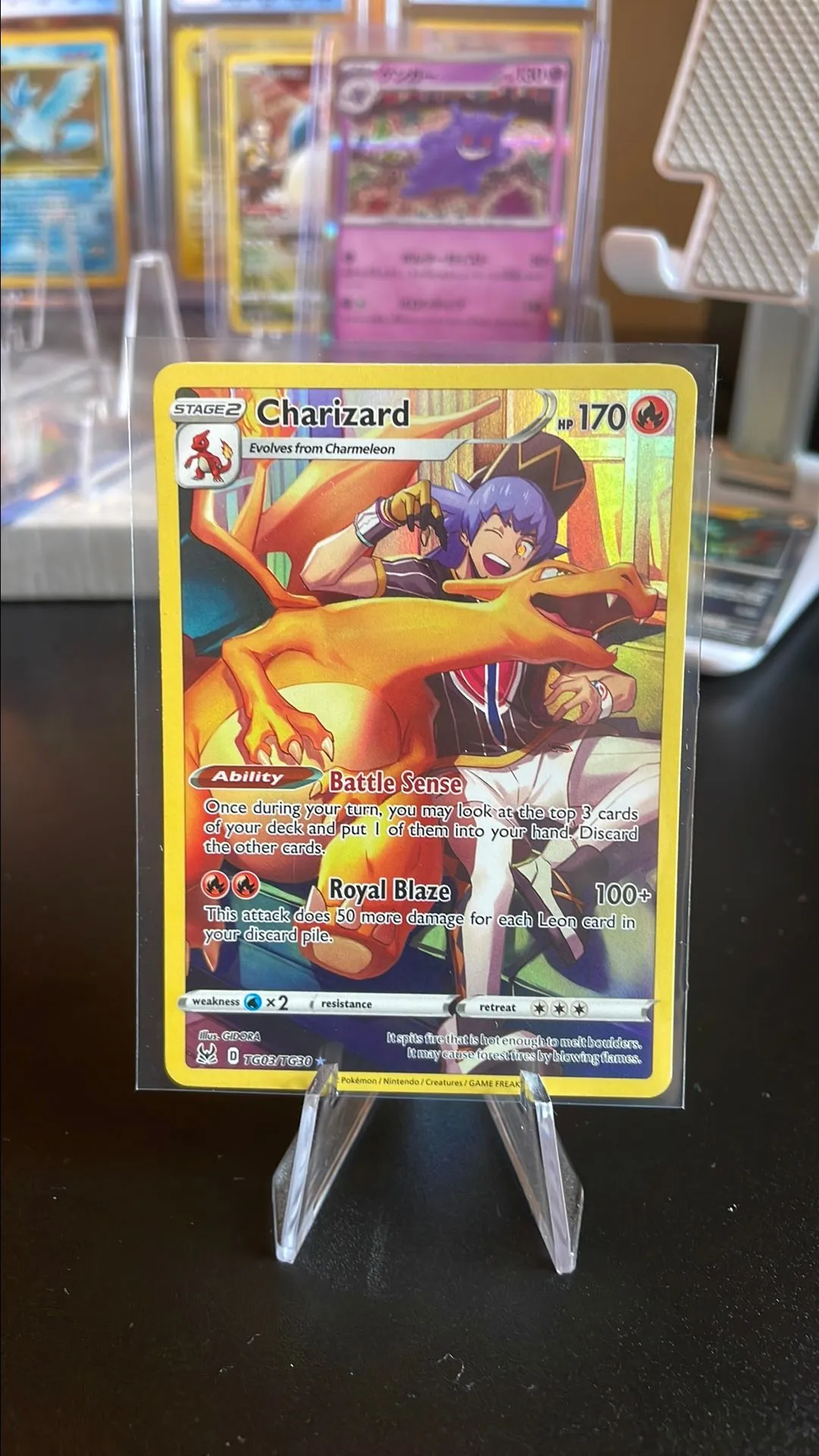 charizard with trainer pokemon card Jumbo Lance's Charizard V Pokemon Card - SWSH133 Ultra Rare Promo main image 0
