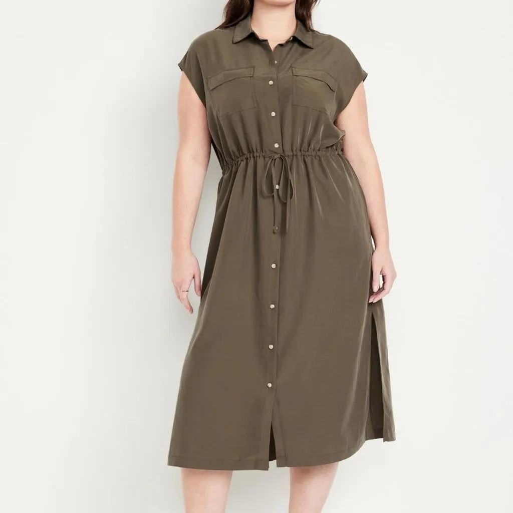 NWT Old Navy Waist-Defined Utility Midi Shirt Dress M Tall  Whatnot: Shop,  Sell, Connect