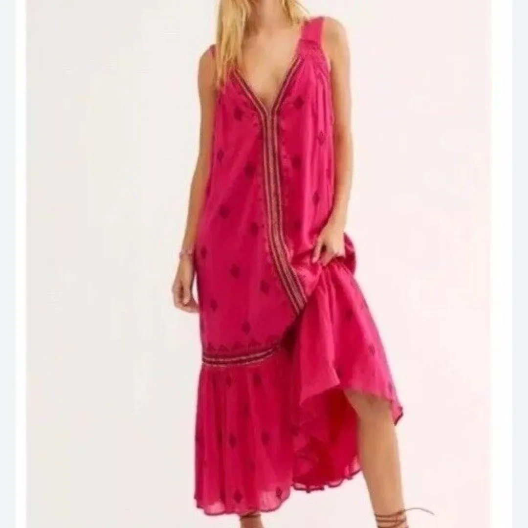 free people pink embroidered dress Free People Morning Meadows Long Sleeve Maxi – Vagabond Apparel Boutique