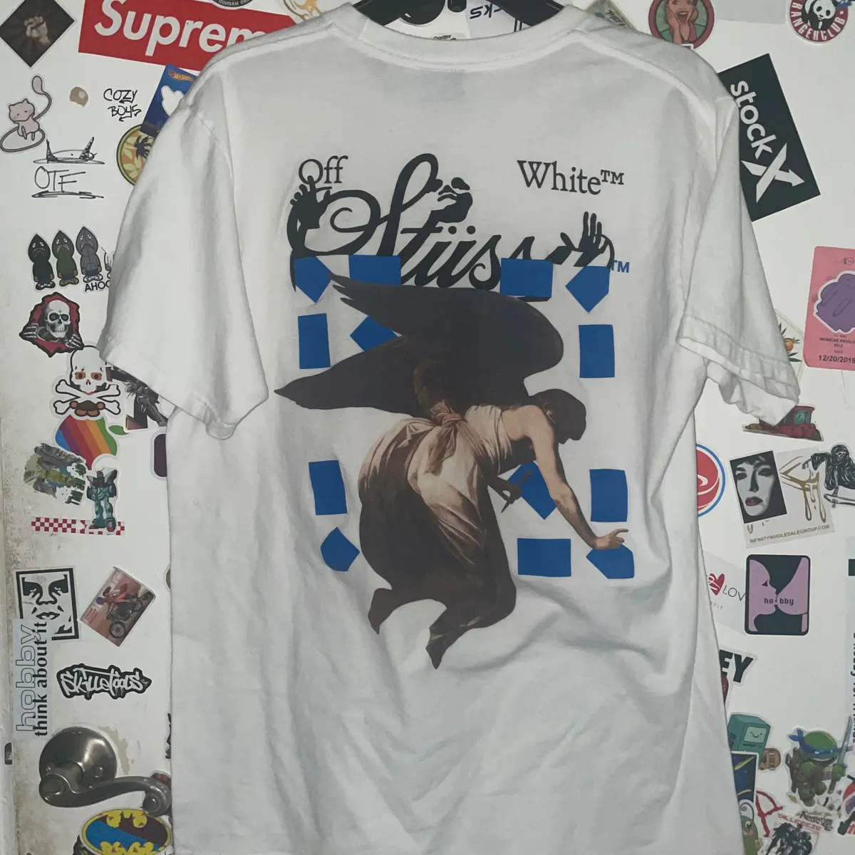 stussy x off white t shirt