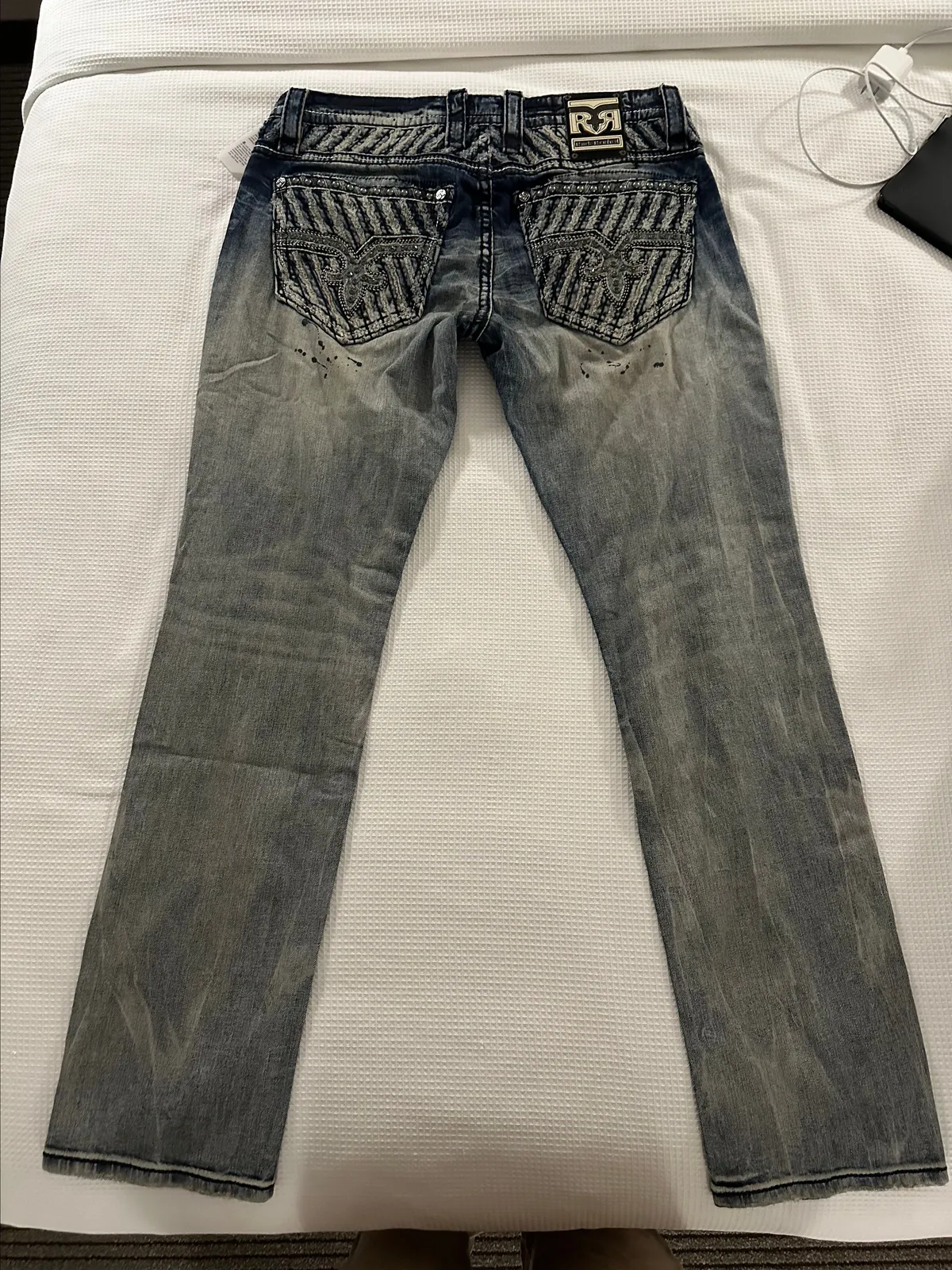 New Men's Rock Revival Jeans Wilkins 36x30 Wilkins Biker Straight