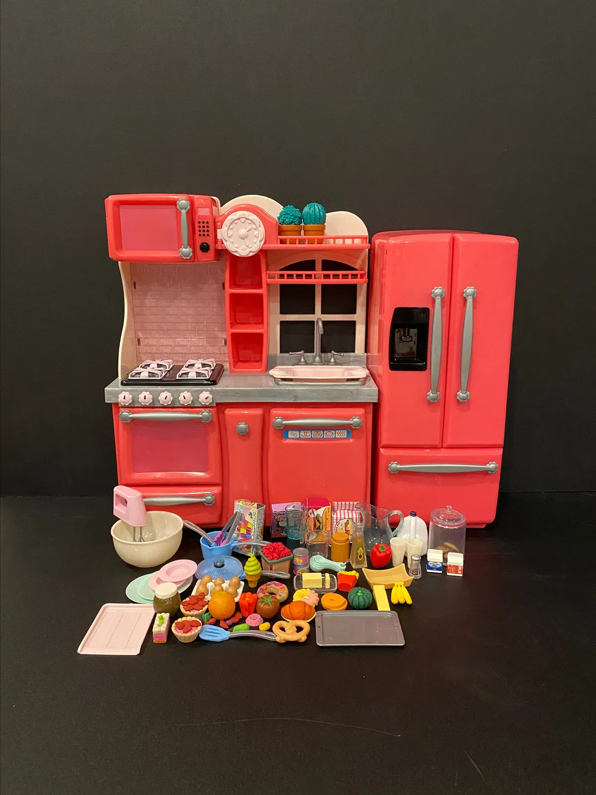 Our Generation Kitchen Fridge American Girl Doll Play Set Pink W