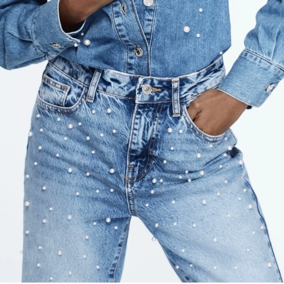 Pearl Jeans Zara Jean 6688 Pearls Denim Jeans NWT ZARA Women's