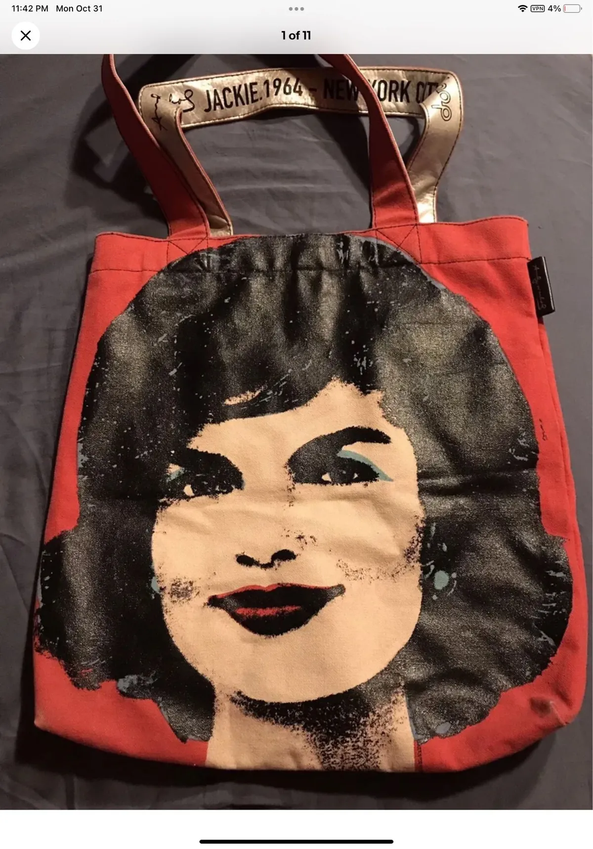 Andy Warhol x Loop NYC Red Jackie O Bag Purse Tote RARE Canvas Pop