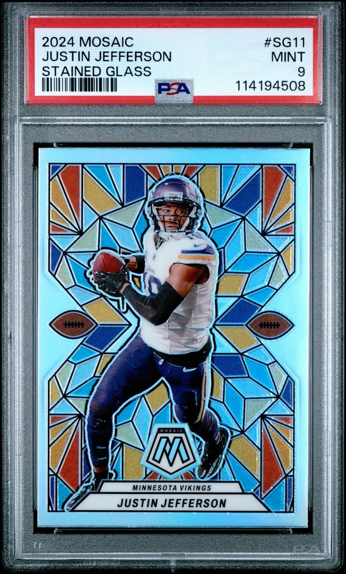 2024 Panini Mosaic Justin Jefferson Stained Glass Case Hit! PSA 9   Whatnot: Shop, Sell, Connect