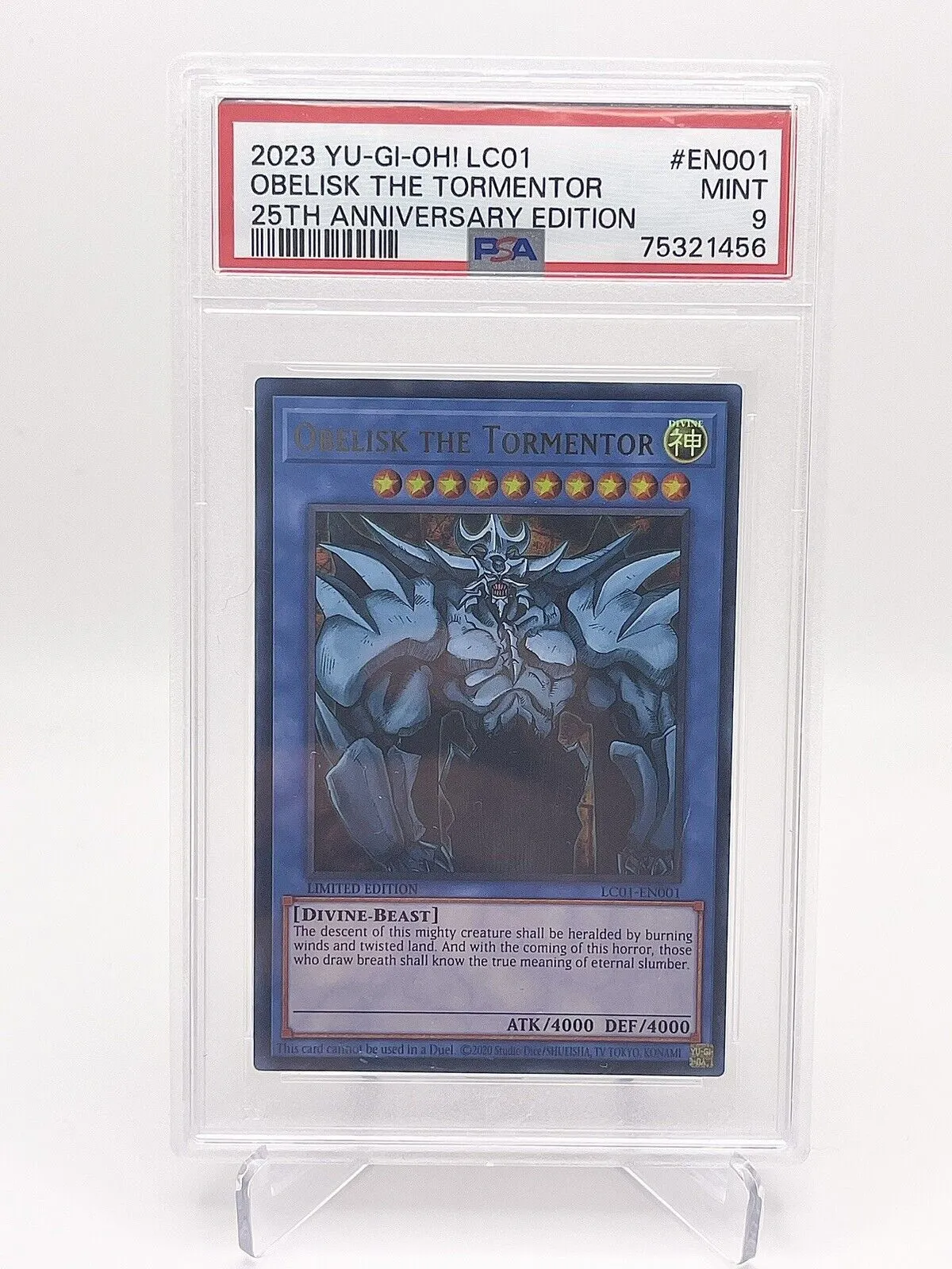 PSA 9 Yu-Gi-Oh! Obelisk the Tormentor EN001 Legendary 25th Anniversary   Whatnot: Shop, Sell, Connect