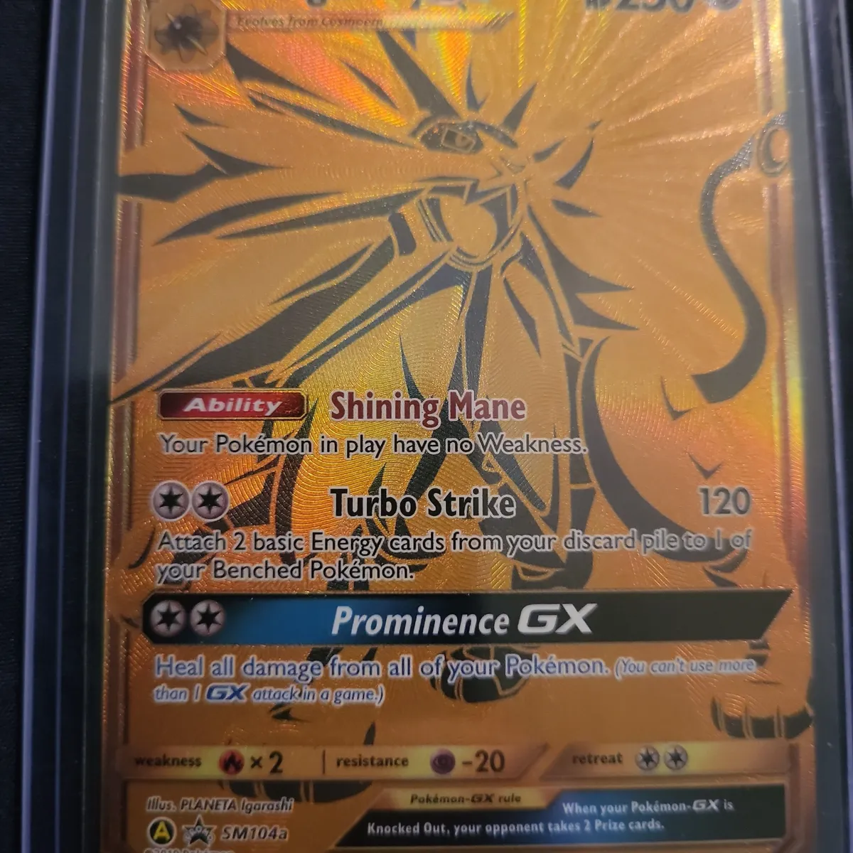 pokemon cards golden solgaleo Promo GX SM104a (cgc GX is Knocked Out Solgaleo GX (Secret)/149 - Holofoil
