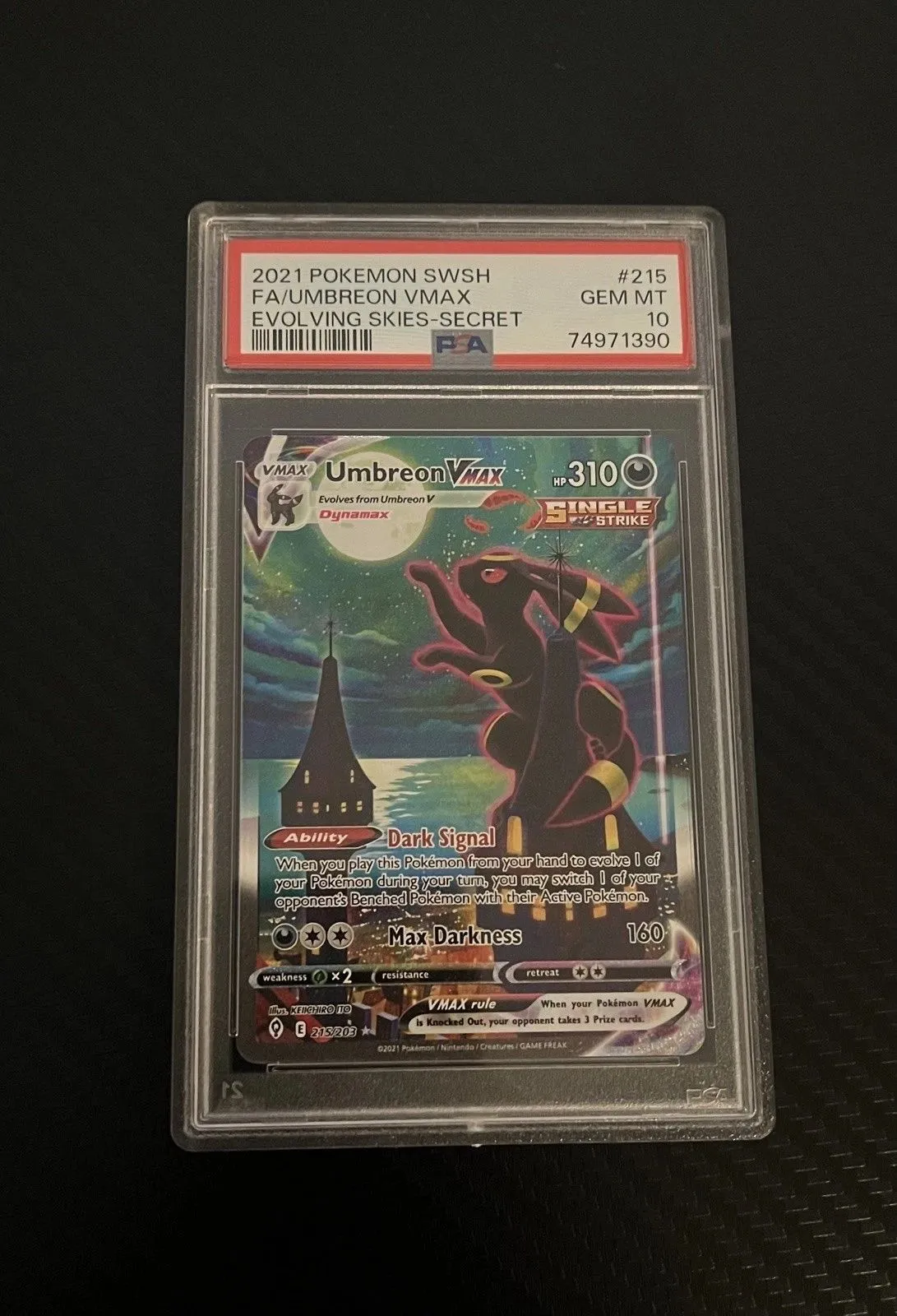 rare umbreon card Pokemon Umbreon VMAX Evolving Skies Secret Rare Alt Art 215 MINT – Rarity  Rack main image 1