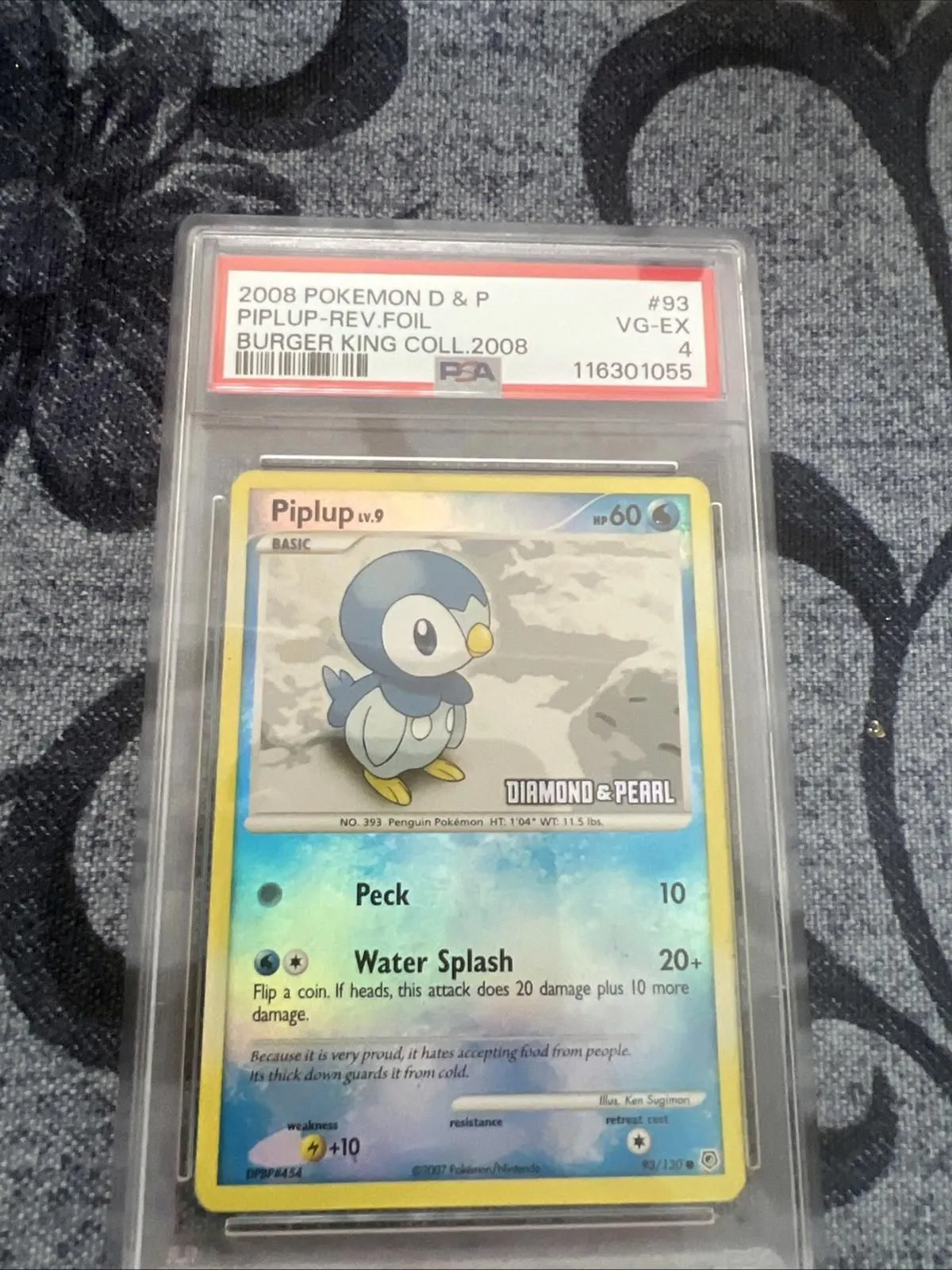 2007 Diamond and Pearl Piplup Reverse Holo Stamped 93/130 Pokemon TCG PSA 4