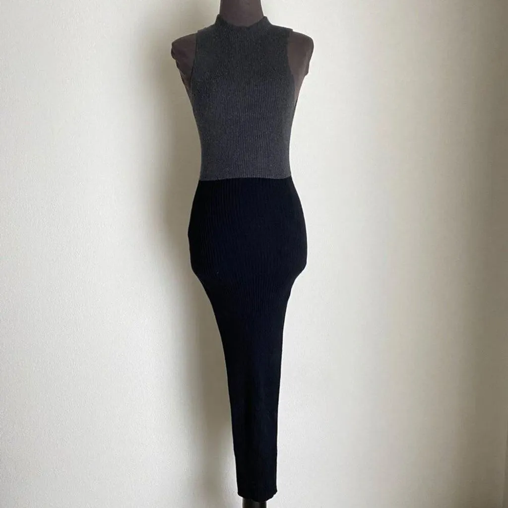 anthropologie black knit dress Bakir Halter Cutout Bustier Maxi Dress In Black XS