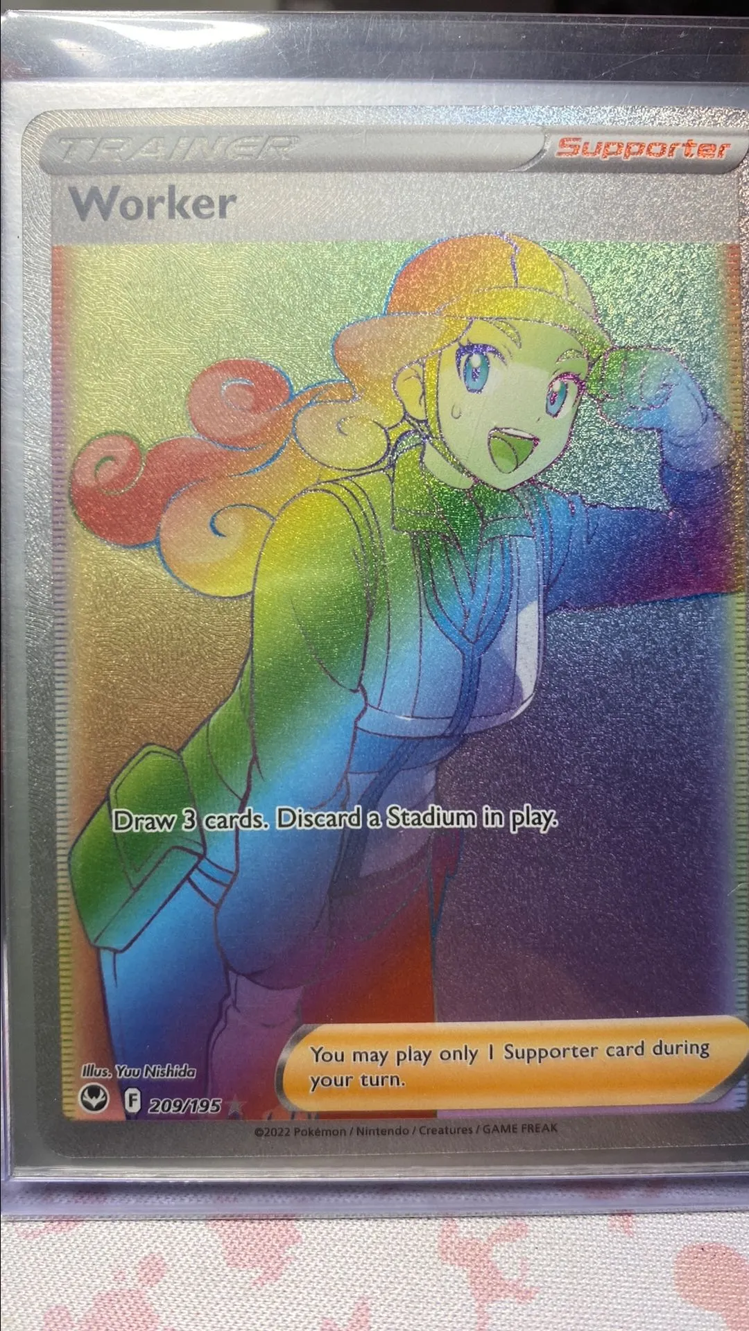 worker pokemon card - 195/195 Full Art Ultra Rare Trainer Evolves from null Rules Draw 3 cards Pokémon Worker (Secret) 209/195 ·