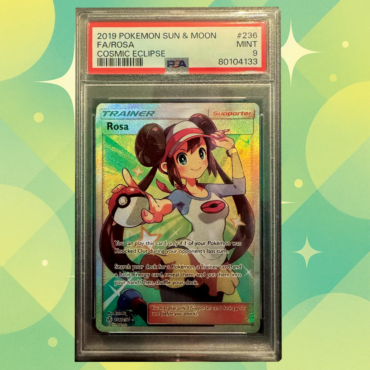 Rosa  Full Art Trainer (Cosmic Eclipse 236/236)  PSA 9  Whatnot:  Shop, Sell, Connect