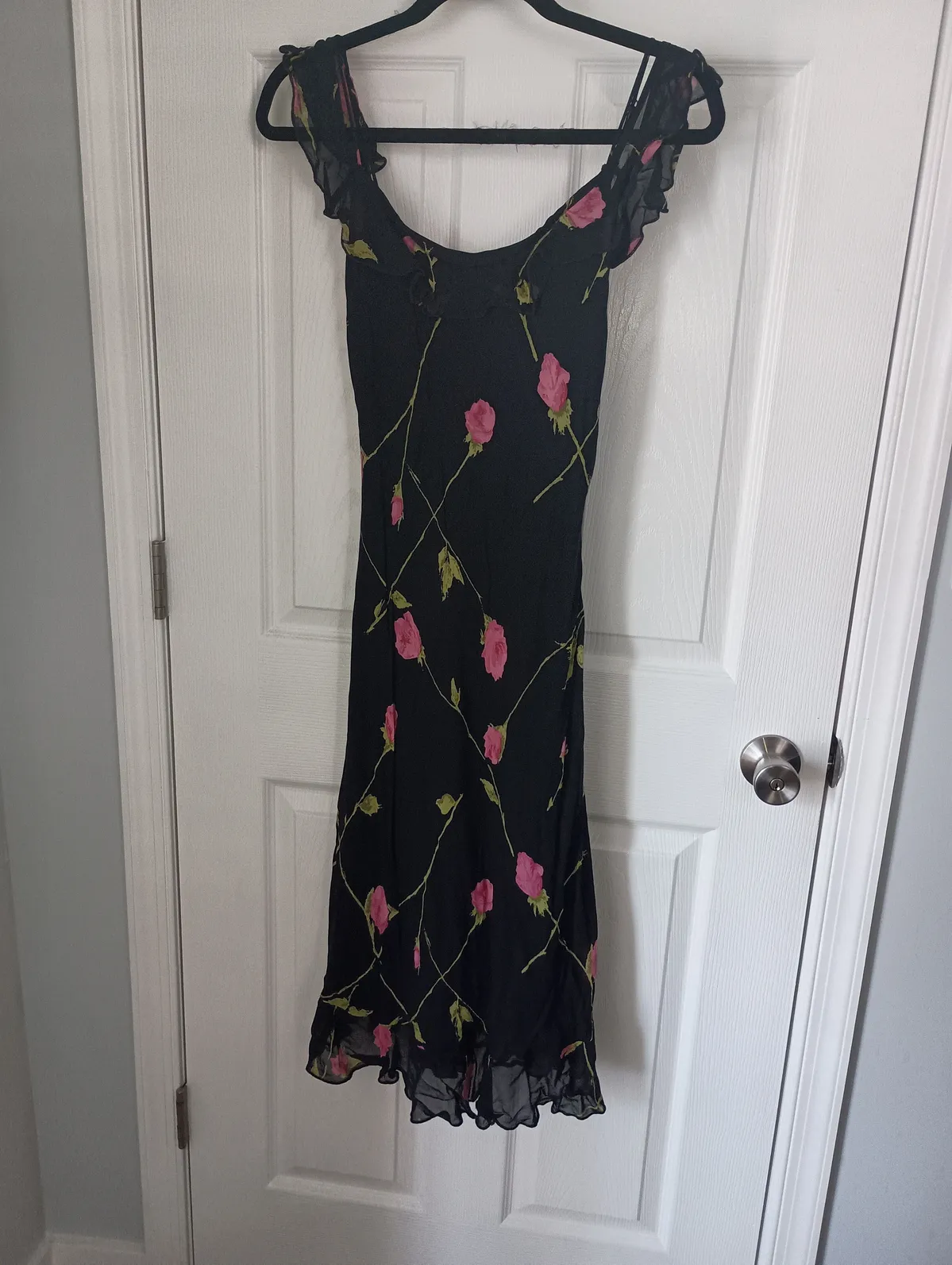 betsey johnson dress vintage 1990s Black Label Floral Print Bias Cut Slip  Wayward Collection in a playful mix of colors Vintage 1990s Betsey Johnson Black