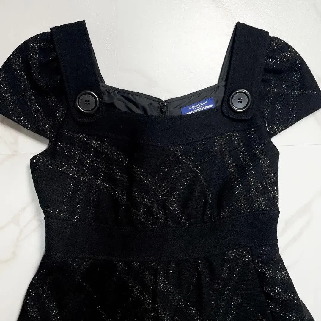 burberry london blue label dress Burberry Blue Label Knee-Length Dress Check Wool Black 38/M(US:S) 045213d