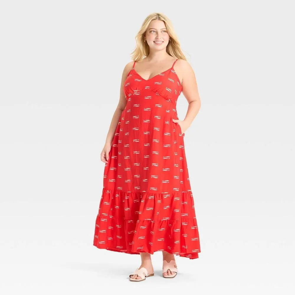 New with Tags - Size XXL - Women's Open Back Maxi Dress - A New Day  Red/White Fish XXL  Whatnot: Shop, Sell, Connect