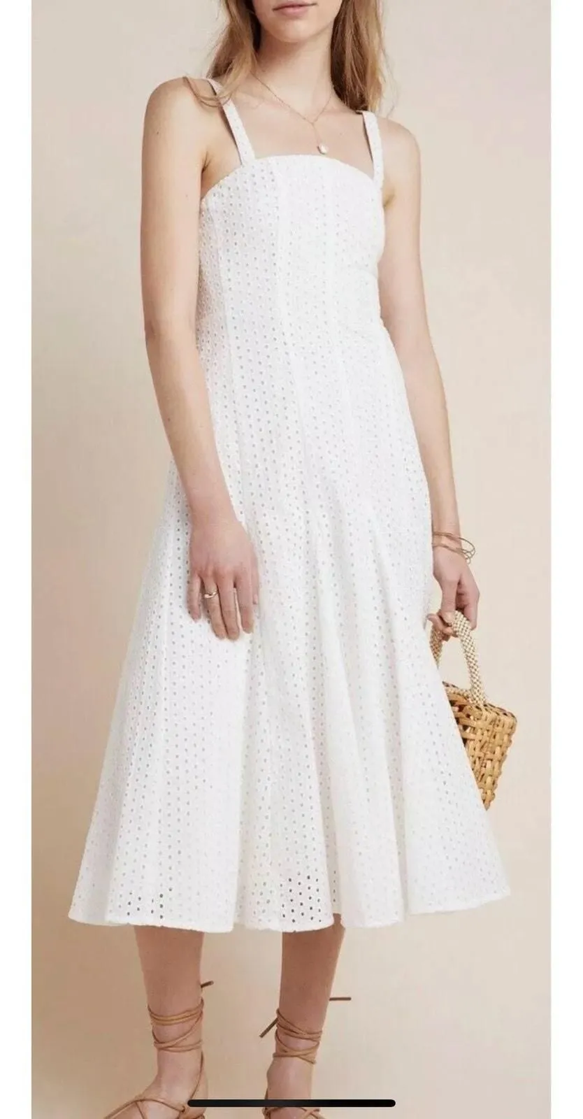 Maeve by Anthropologie Lelia White Eyelet Sleeveless Midi Dress Size 12 -  new-with-tags - Maeve  Whatnot: Shop, Sell, Connect