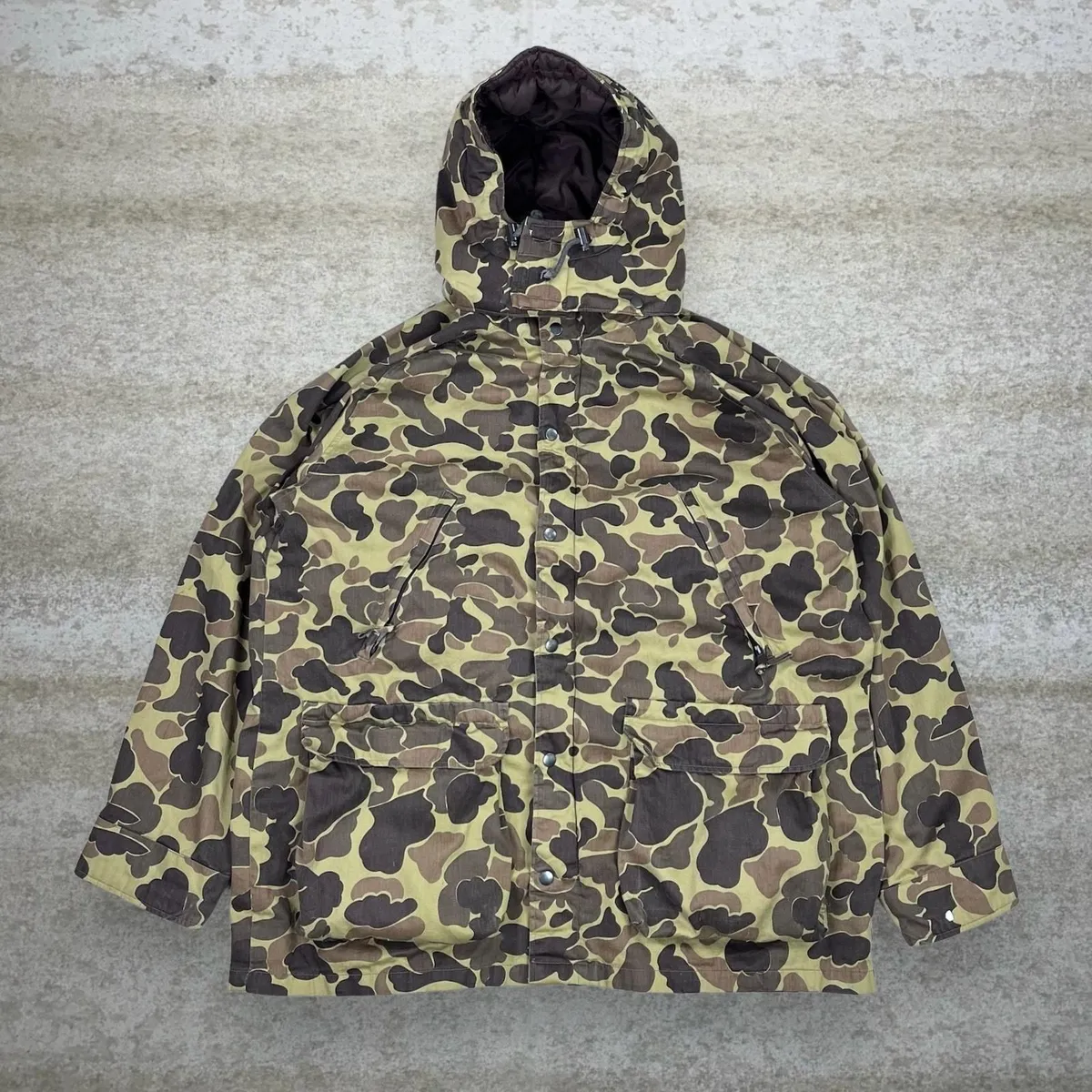 Vintage Duck Hunting Camo Jacket Mens XL Hooded Canvas Insulated Full ...