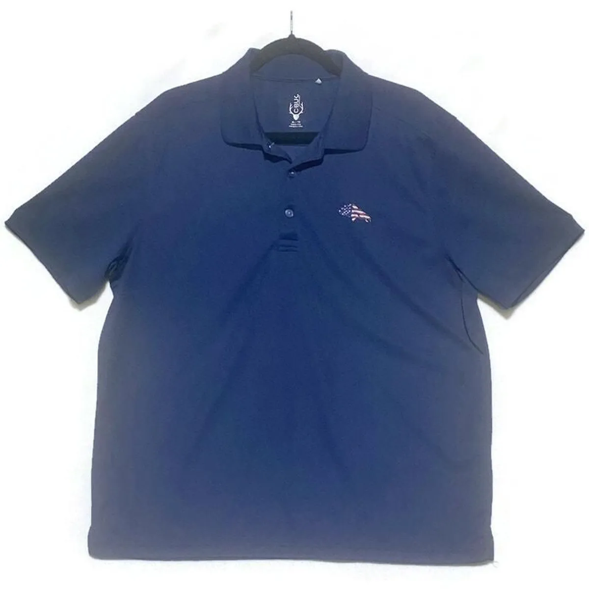 Cutter and Buck Polo Shirt Men's XL Blue Short Sleeve Patriotic Horse ...