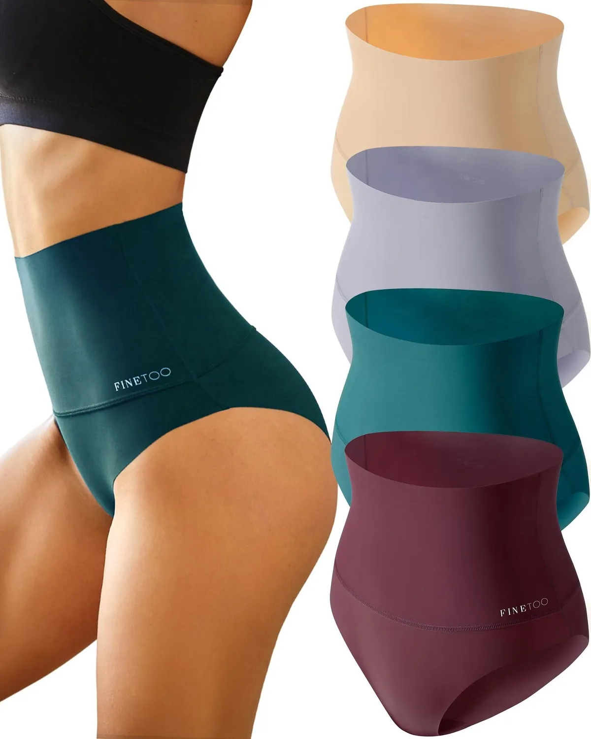 FINETOO Seamless Underwear for Women High Waisted Tummy Control