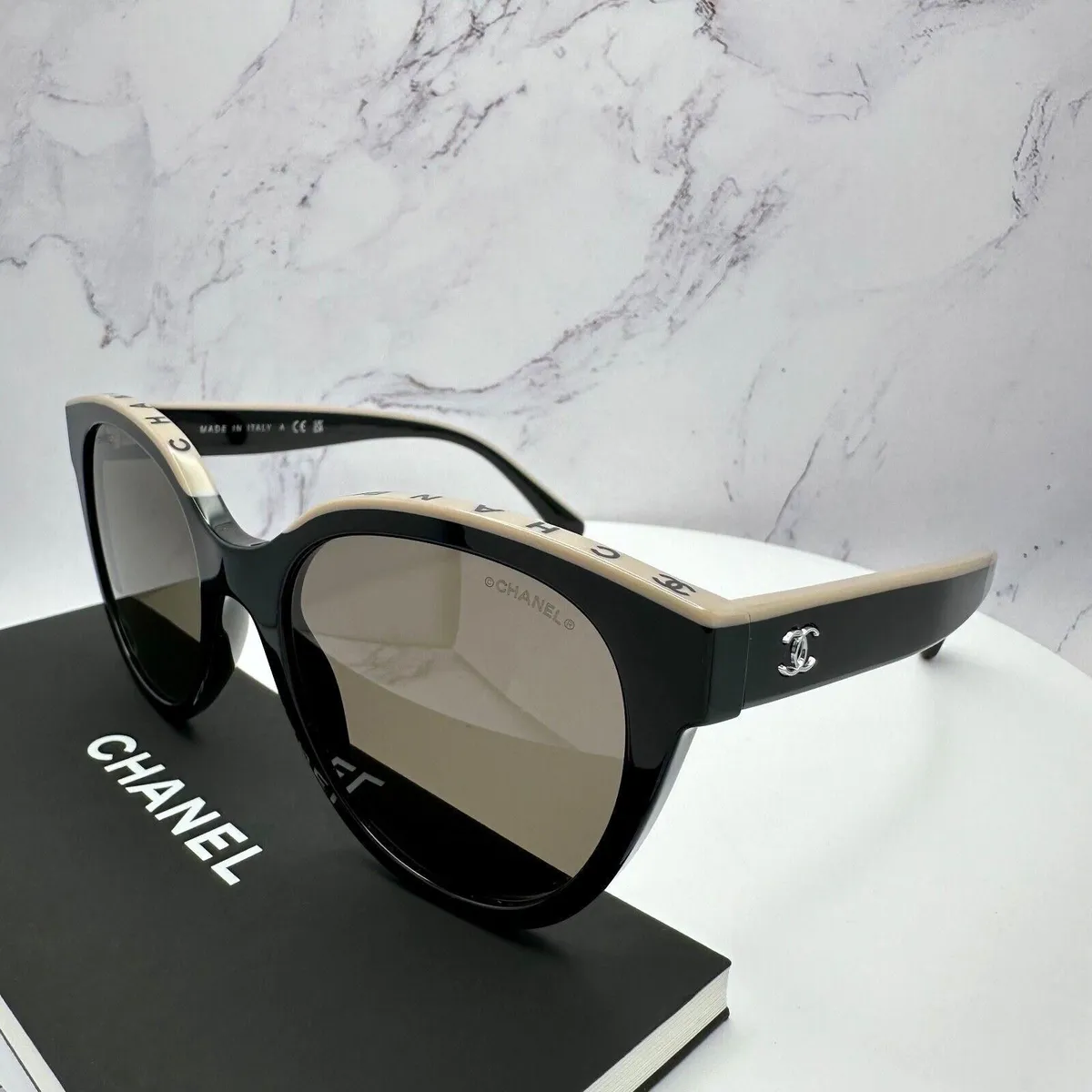 Chanel Acetate Chanel Sunglasses With Writing On Top CHANEL Oval