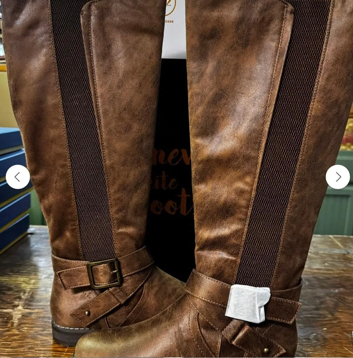 Bullboxer KAYLEY Brown Faux Leather Side Zip Round Toe Knee High