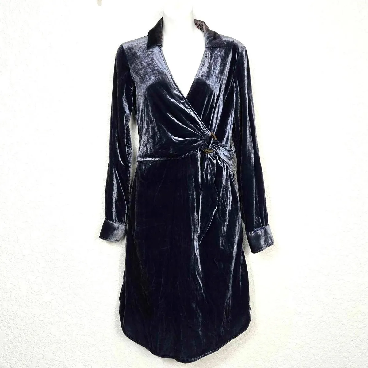 Maeve by Anthropologie Blue Crushed Velvet Shirt Dress Size 2  Whatnot:  Shop, Sell, Connect