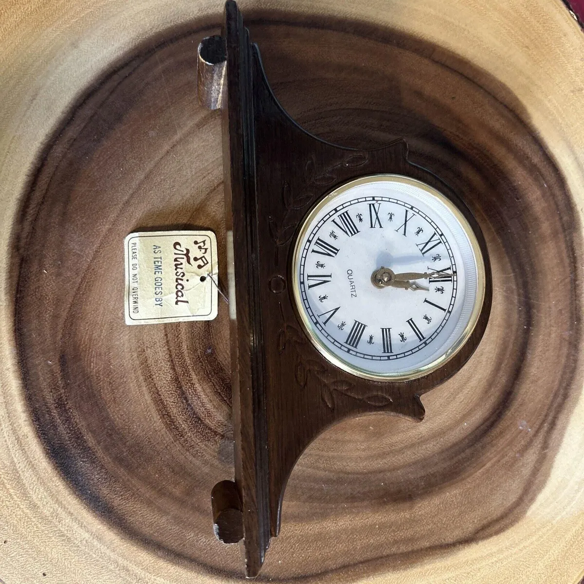 Vintage George Good Corporation Quartz Wooden Clock Music Box · Whatnot 