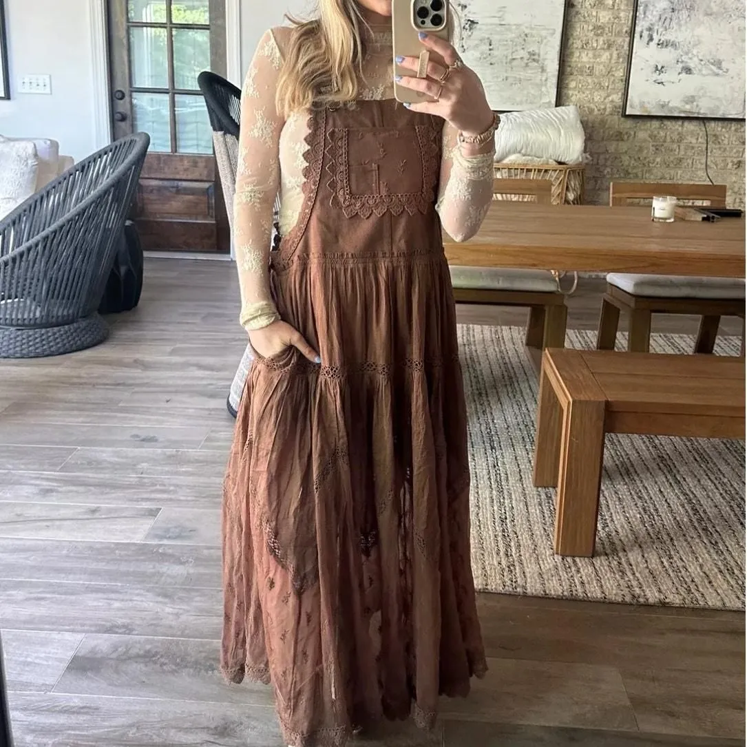 Free People Trails End Skirtall Brown - new-without-tags - Free People   Whatnot: Shop, Sell, Connect