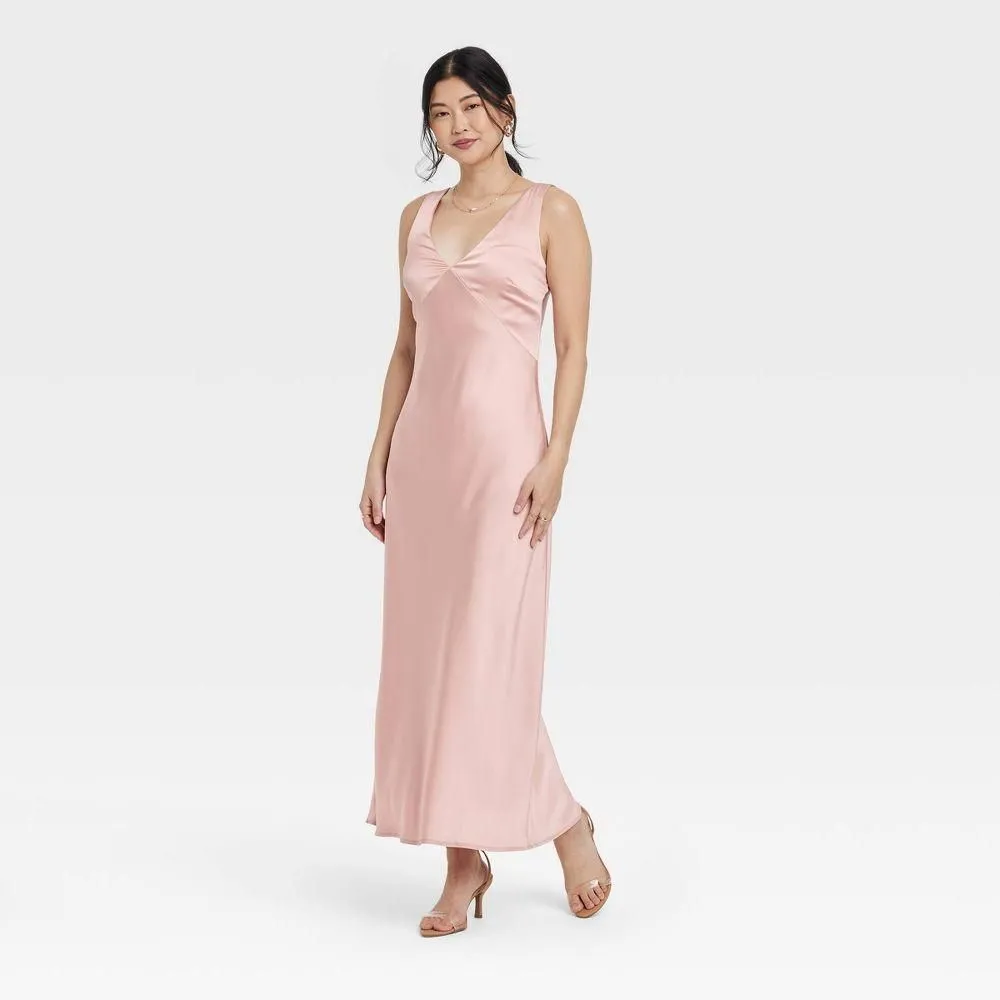 light pink slip dress Dani Dress, in Luxe Satin, Size: 2XL | Show Me Your Mumu write me a message Maxi Silk Satin Dress,dusty Pink,extra