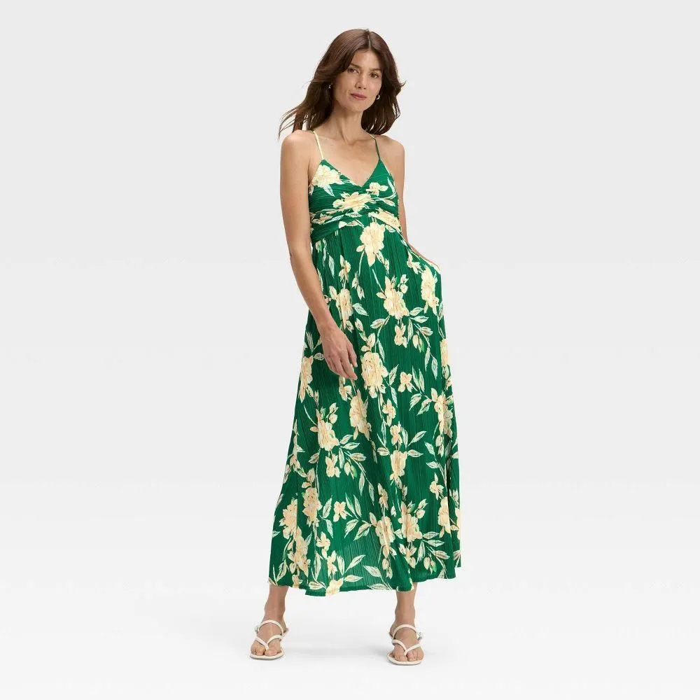 New with Tags - Size M - Women's Pleated Maxi Dress - A New Day Green  Floral M  Whatnot: Shop, Sell, Connect