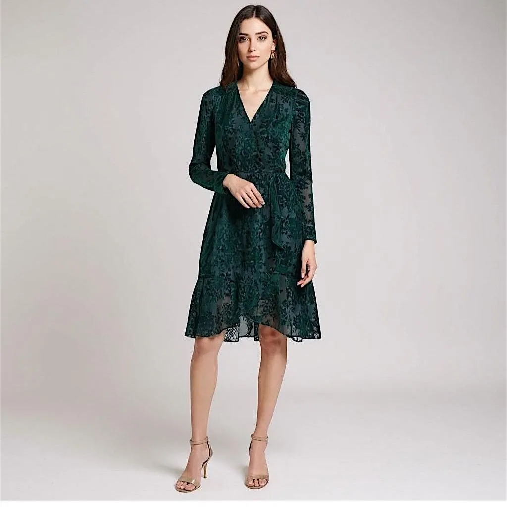Tommy Hilfiger Womens Plus V-Neck Knee Wrap Dress Green 2