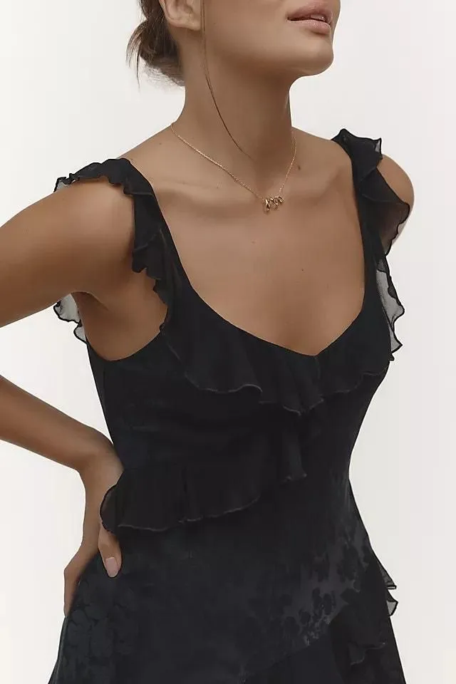 anthropologie black dresses ever IVOIRE|Stretch Bodice Spaghetti Strap Maxi Dress for Black Tie Formal  Dress main image 0
