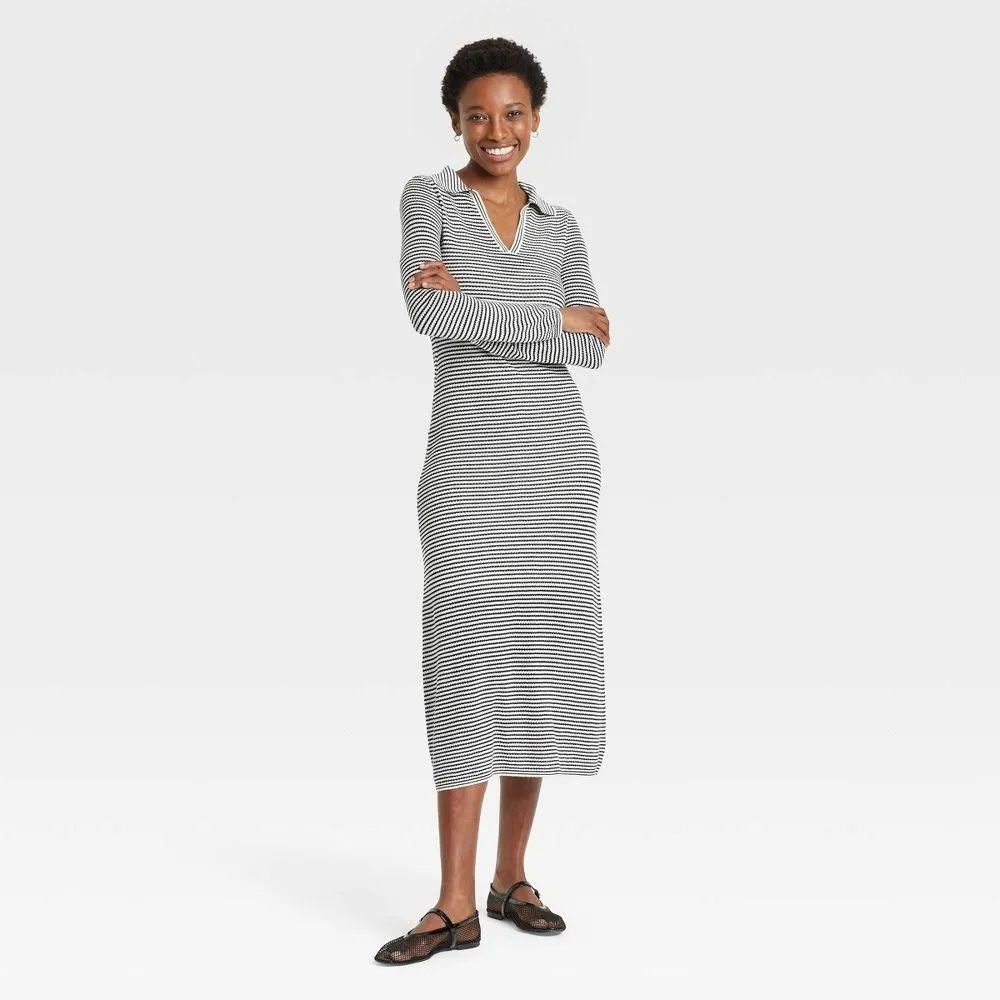 a new day long sleeve dress Women Bell Long Sleeve Midi Sweater Dress