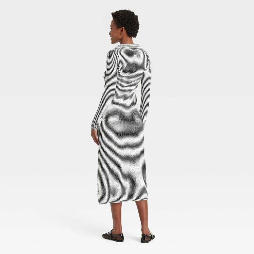 a new day dress long sleeve Women's Long Sleeve Rib-Knit Maxi Dress