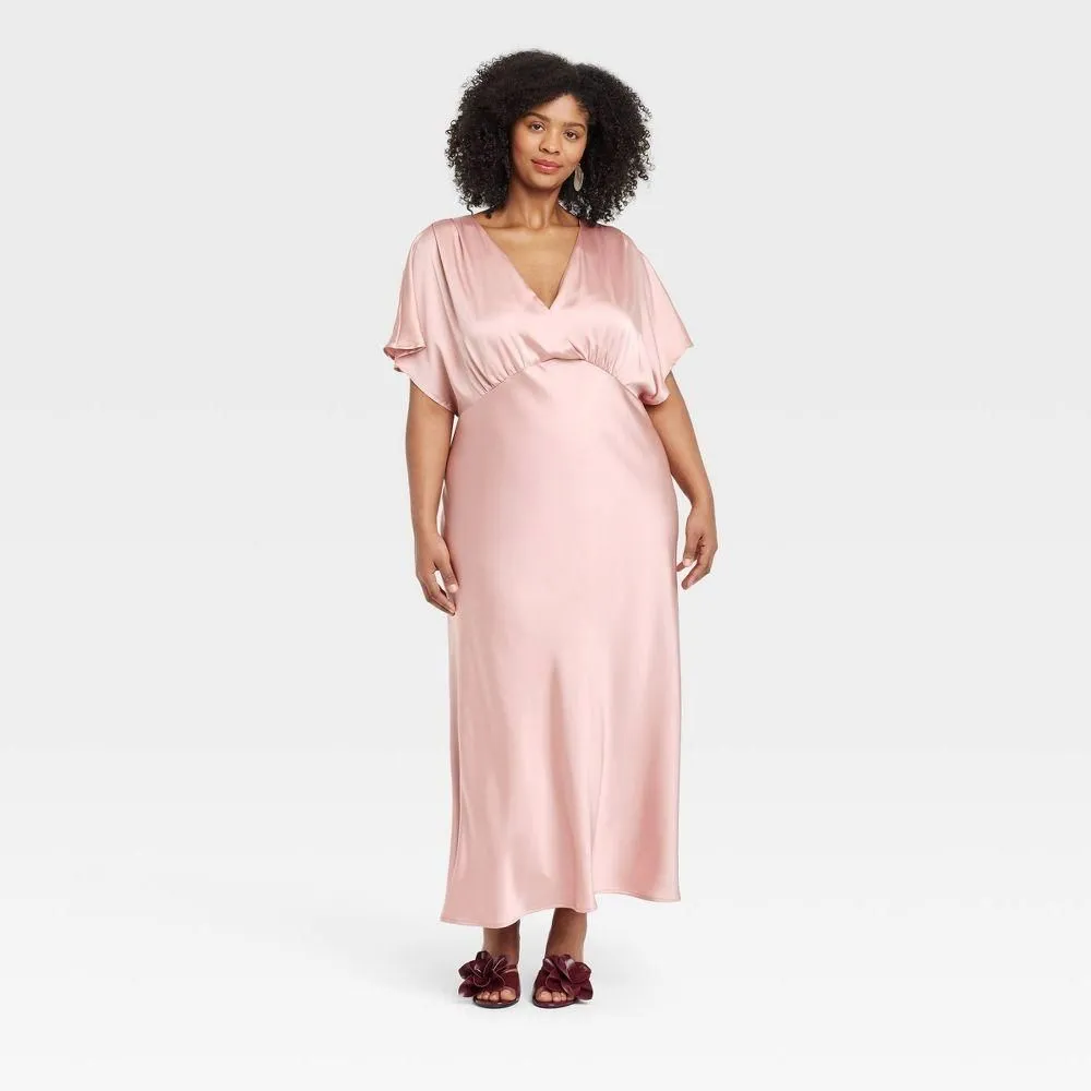 New with Tags - Size XXL - Women's Satin Flutter Short Sleeve Maxi A-Line  Dress - A New Day  Whatnot: Shop, Sell, Connect