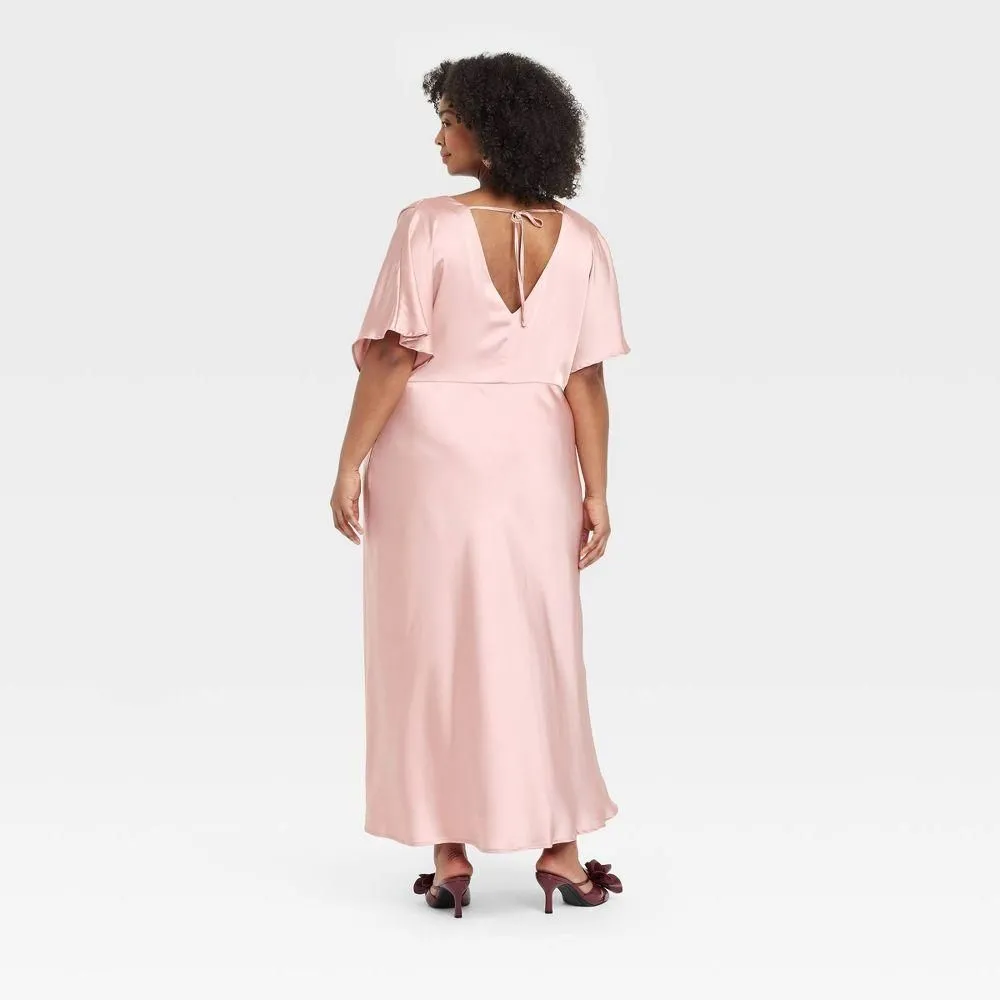 linen blend open back maxi dress Linen Blend Tie Back Maxi Dress | A-Line Dress