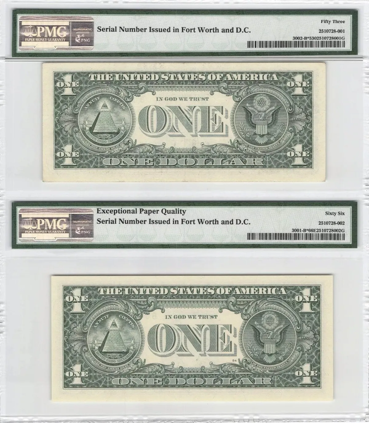 2013 $1 Star Note Duplicate Serial Error Pair TOP POP 53 66
