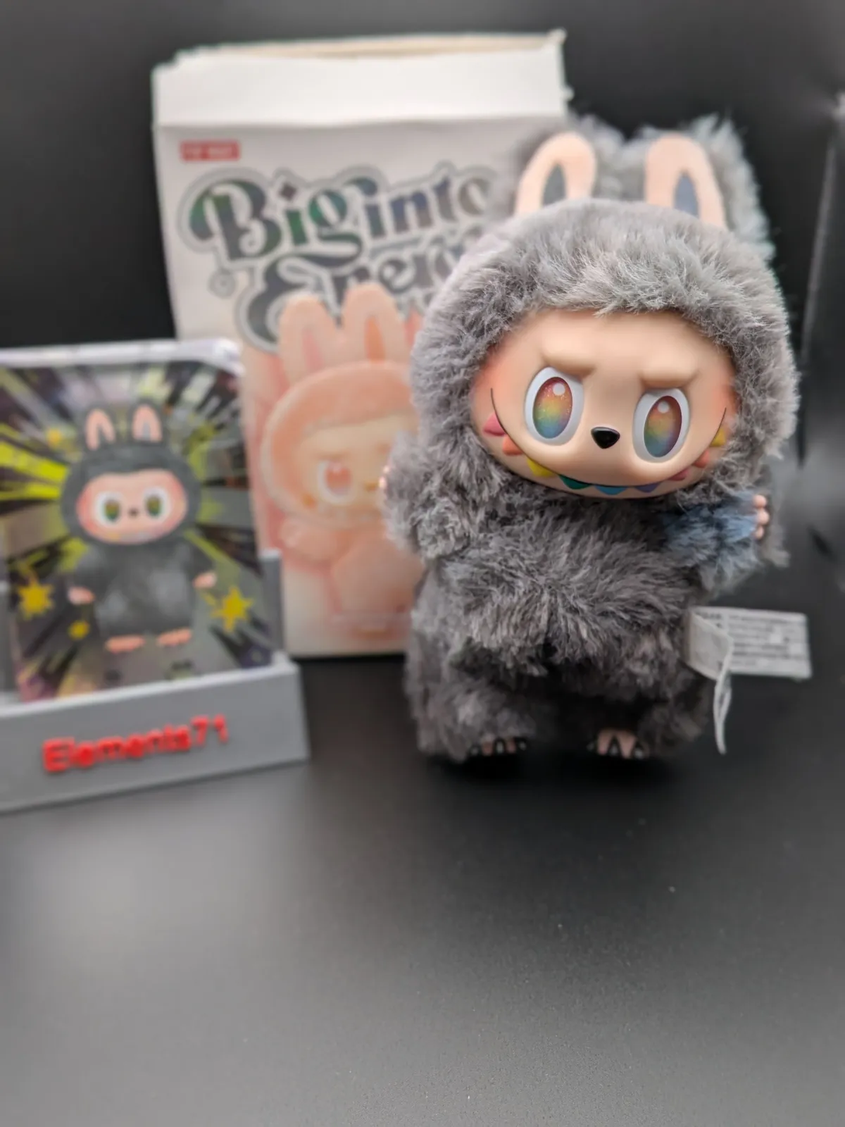 正規品【シークレット】 Labubu トイボックス ダークグレー Popmart, Gray Black ID Labubu (Secret) Big into Energy, Open Box