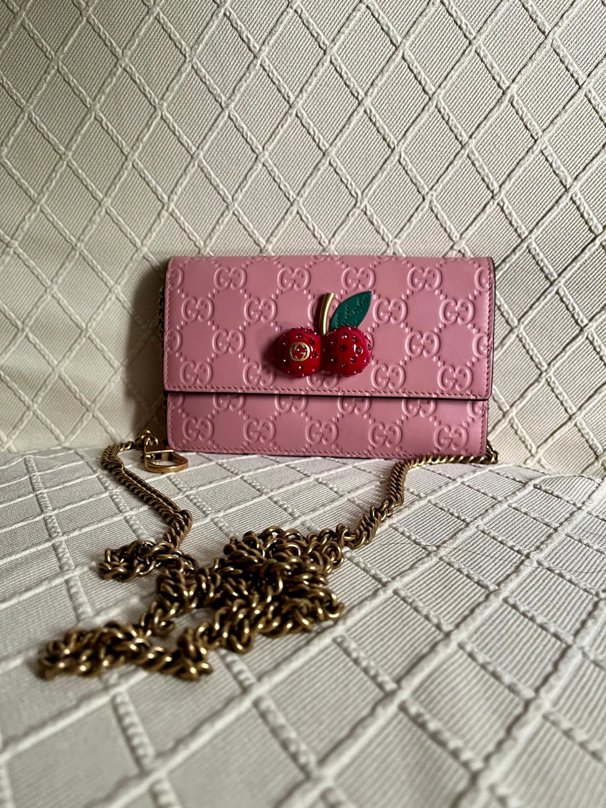 NWT Coach Mini Bag Charm In Signature With cherry Print