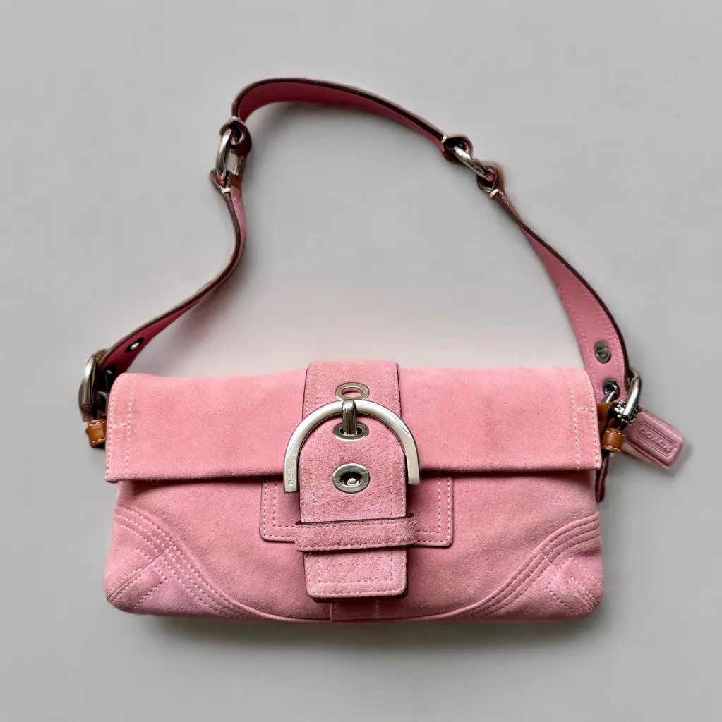 Coach Y2K Pink Suede Baguette Soho Flap Shoulder Bag 8A18 China