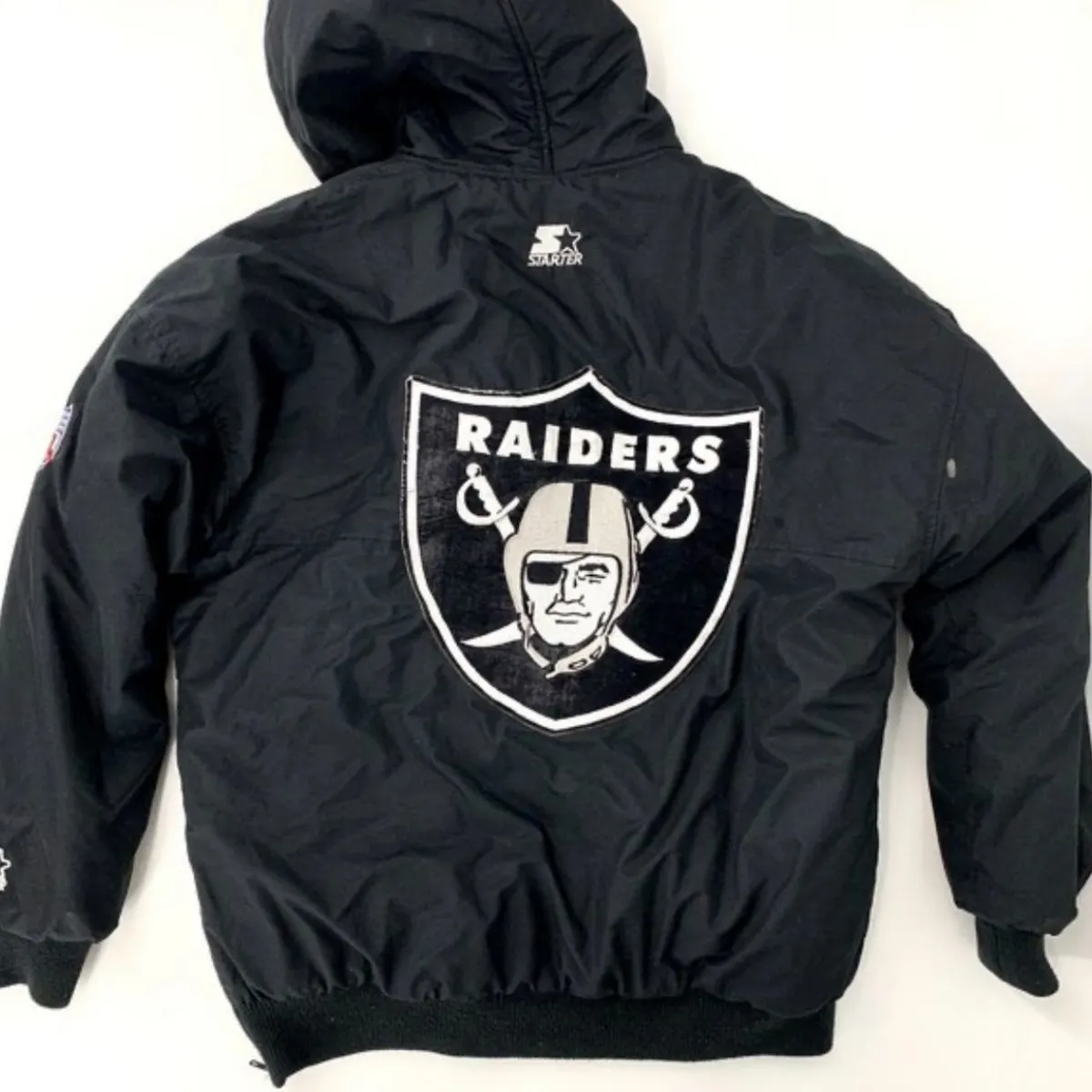 90s RAIDERS Starter ウォームアップジャケット 黒 Vintage