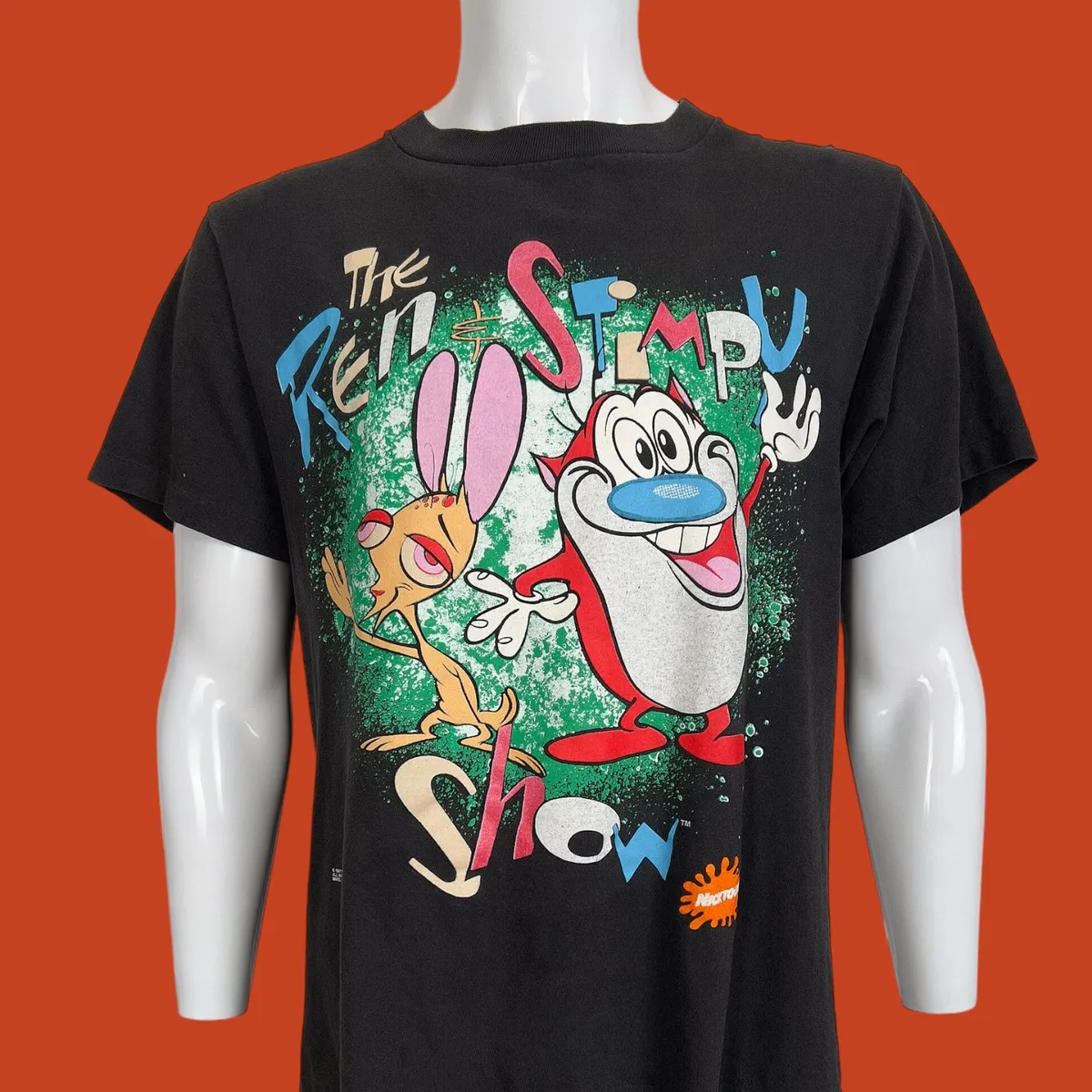 Ren and Stimpy Shirt Vintage 90s Ren and Stimpy Show Nickelodeon T shirt  Pre-Owned Single Stitch Changes Black Tee 21.5