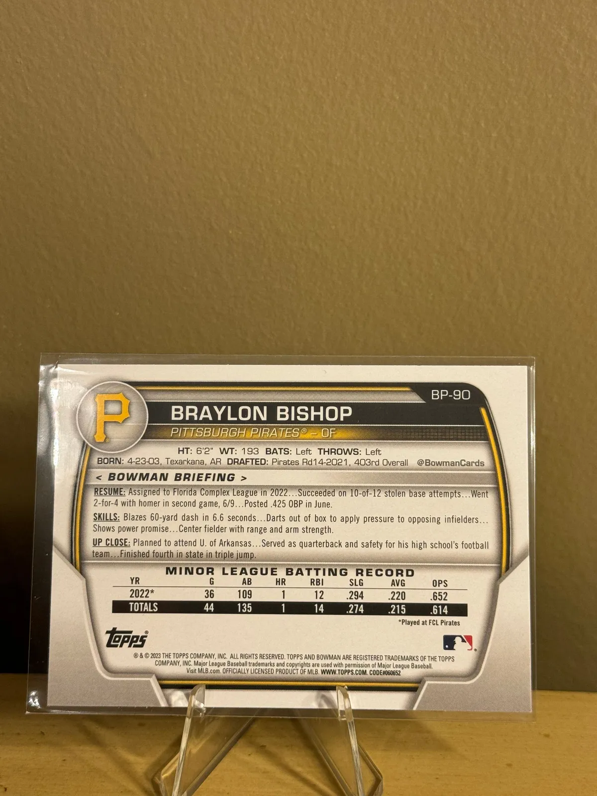 Braylon Bishop 1st 2023 Bowman BP-90 Pittsburgh Pirates · Whatnot: Buy ...