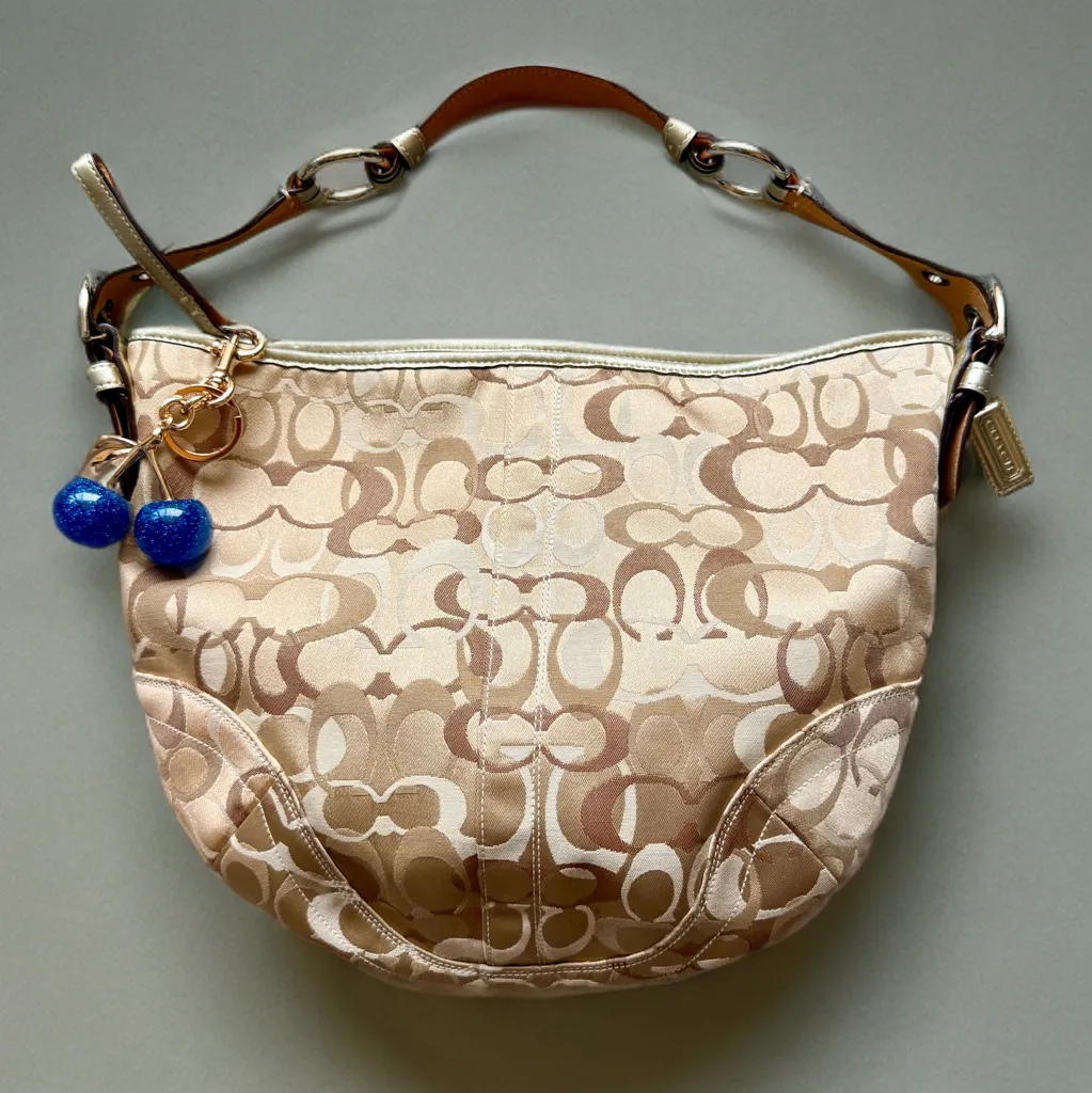 Coach Y2K Gold Optic Signature Hobo Shoulder Bag 0496 China