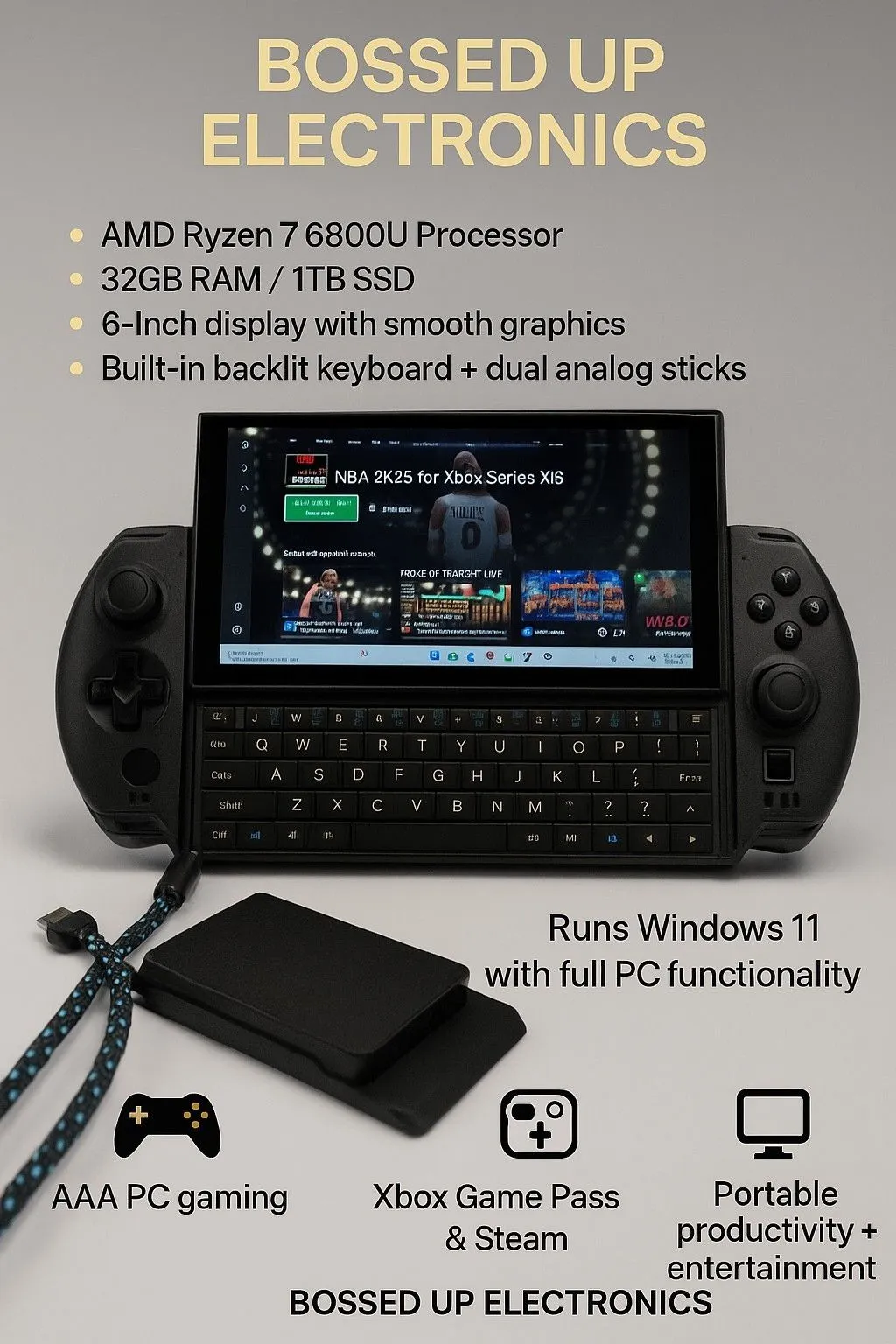 GPD Win 4 Handheld Gaming PC – 32GB RAM / 1TB SSD – Portable