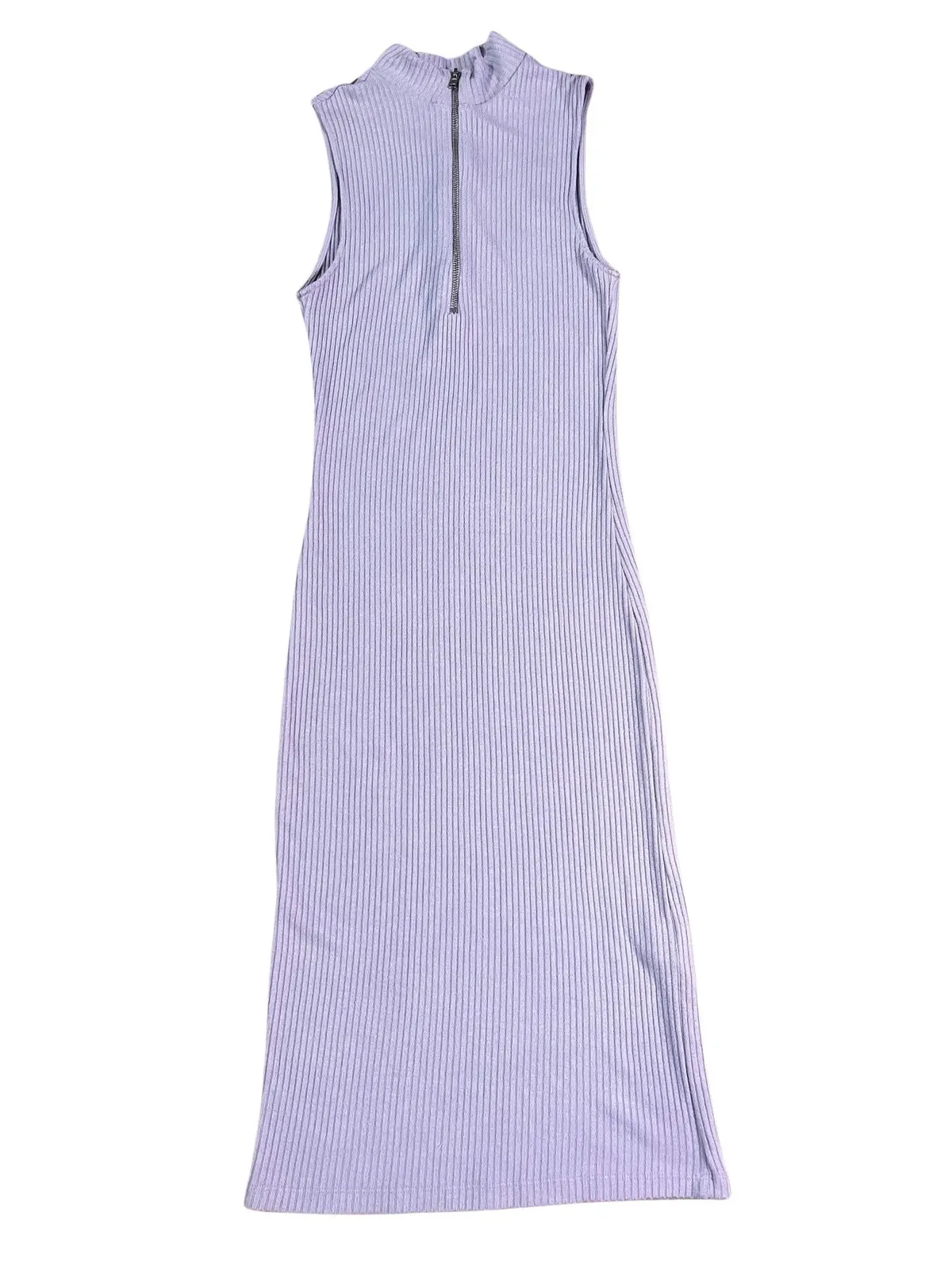 NWOT Zara Purple Sleeveless Ribbed Knit High Collar Dress
