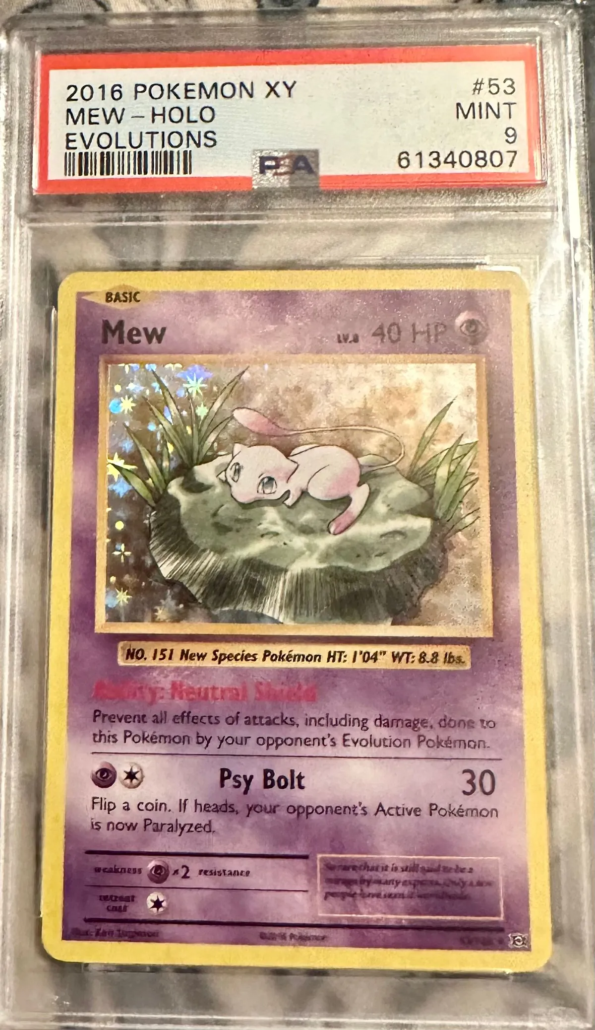 2.) PSA MINT 9 2016 Pokemon Xy Evolutions Mew-Holo Evolutions-KS